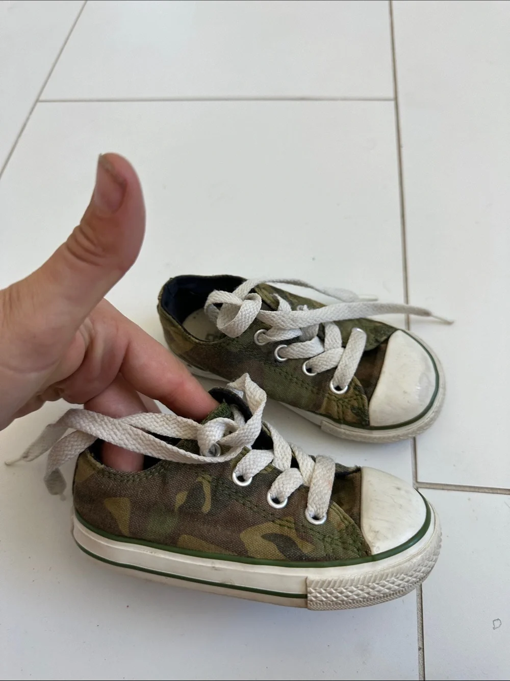 Converse Camo Canvas Lace-Up Sneakers - Green baby 6
